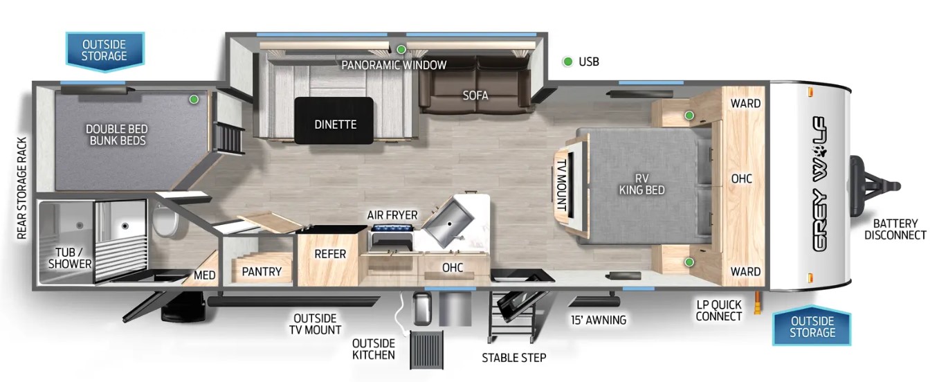 2026 FOREST RIVER Cherokee Grey Wolf 26DBH - Bayou Outdoor Supercenter